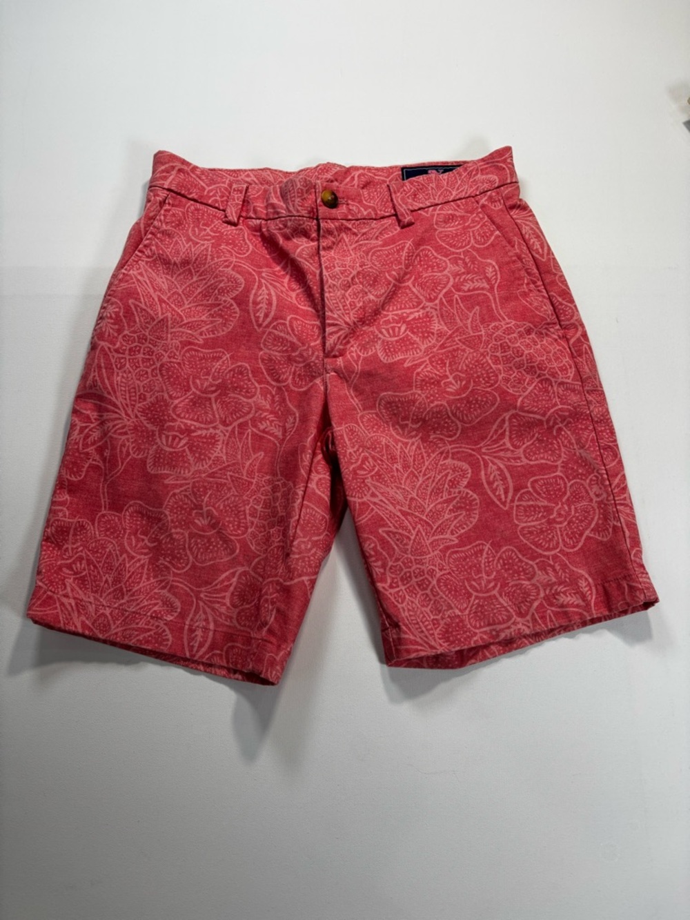 Vineyard Vines Coral Pink Floral Flat-Front Shorts
